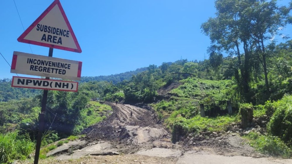 Landslide-affected stretch of National Highway-29 at Liezocha, Old BRTF, Kohima. Nagaland falls in Zone V, the highest hazard zone on India’s Landslide Hazard Zonation Map. (Morung Photo)